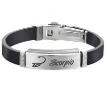 1 pulseira com 12 signos do zodíaco em aço inoxidável, ideal para uso diário masculino