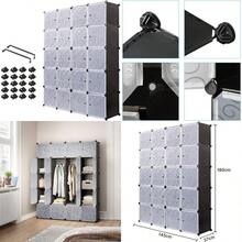 Mondeer Plastic Wardrobe Interlocking Storage Cubes For Clothes Translucent Decorative Patterns Elegant Black White 20 Cubes - Black - View 1