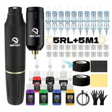 DQFART Wireless Tattoo Gun Kit - Includes Tattoo Machine, 1200MAH Battery Compartment, 7-Color Ink, Tattoo Needles And A Variety Of Tattoo Supplies. Suitable For Beginners And Tattoo Artists, It Is A Great Gift For Family, Friends And Couples During The Holidays