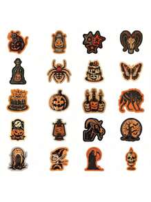 50pcs/Pack Dark Gothic Magic Pumpkin & Ghost Vintage Romantic Aesthetic Stickers, Cute Cartoon Fun Aesthetic Label Stickers For Scrapbooking, Stationery, Cards, Envelopes, Guitars, Instruments, Decorations, Gifts, Parties, Rewards, Motivation, New Year, Winter
