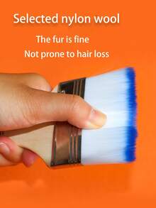 1pc/3pcs Nylon Wide Brush, Wooden Handle, Acrylic Canvas, Oil Painting Brush, Watercolor Brush, Art Stationery, Large Nylon Bristle Brush, Painting Brush, Painting Bristle Brush, Large Row Brush, School Art Painting, Doodle And Coloring Brush, Watercolor And Acrylic Oil Painting Nylon Row Brush, Painting Auxiliary Tools, Wall Painting Tools - Multicolor - View 4