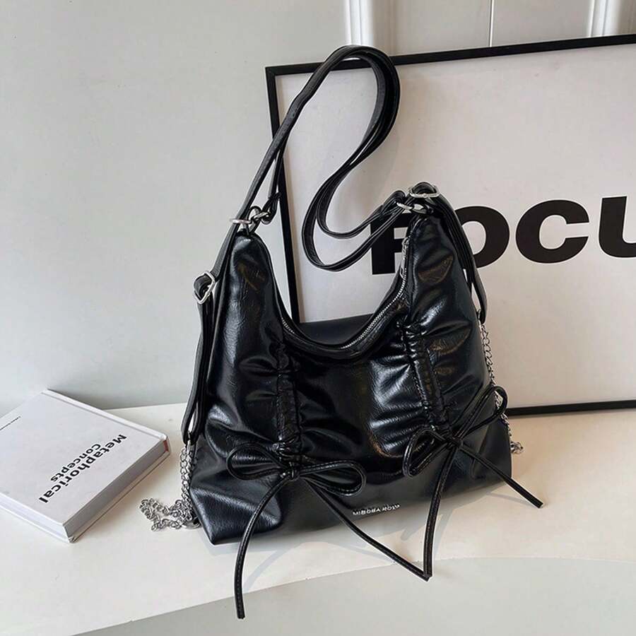 New Arrival Large Capacity Commuter Tote Bag, Versatile Chain Shoulder Crossbody High-End Backpack For Women - Black - View 1