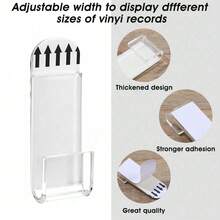 6/12/24pcs Acrylic Black Vinyl Record Wall Mount Holder, Transparent Acrylic Music Album Cover Display Rack, Self-Adhesive, Home Office Wall Decor Accessories - Multicolor - View 7