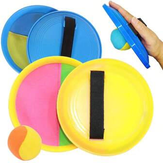 Sticky Paddle Ball Set With Soft Balls Outdoor/Indoor Catch Throw Game Fun Family Sports Activity Portable Backyard Beach Play