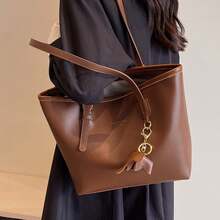 High-End Shoulder Bag, Women's Commuter Tote With Layered Design For Enhanced Organization - Black - View 7