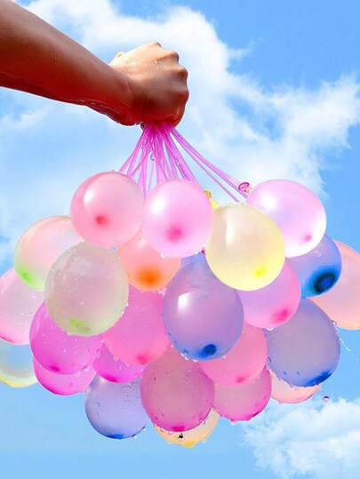 111/37 件随机颜色水珠、水球枪、自封乳胶水气球，包括 1 个注水适配器，适用于派对、游戏和装饰母亲节毕业典礼、快速水珠、游泳池游戏和泳池派对的水上玩具