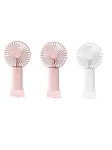 1 pieza Ventilador de triple hoja recargable por USB con soporte, se puede usar como soporte para teléfono/tableta, diseño lindo adecuado tanto para niños como para niñas. Regalo ideal para mujeres, perfecto para actividades al aire libre, playa, oficina, escuela, hogar [Ventilador de refrigeración de verano]