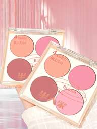 4-Color Long-Lasting Waterproof Blush Palette - Natural Matte Pink And Orange, Create Stunning Natural Makeup Look
