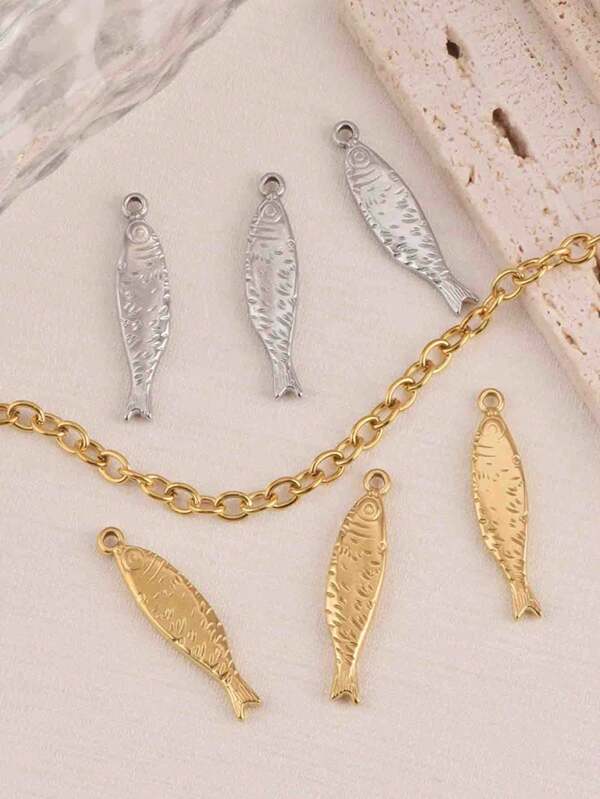 3pcs Stainless Steel Solid Small Fish Titanium Steel Accessories, DIY Handmade Pendant Bracelet Accessories Wholesale