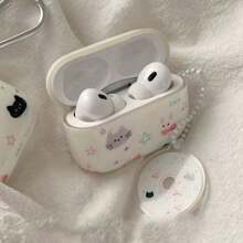 Compatible With AirPods Pro Earphone Protective Case, Graffiti Star & Cat Design Earphone Cover For Apple AirPods 1/2, With Pendant, Suitable For AirPods 3 Bluetooth Earphone, Women