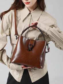 New Women's Bucket Crossbody - Stylish Versatile Commuter Tote & Handbag - Black - View 5