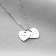 Personalised Double Heart Name Necklace, Couples Gift For Her, Anniversary Gift, Mother's Day Gift, Engraved Pendant, Initial Nameplate Jewelry - Multicolor - View 10