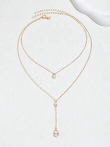 1 colar feminino com corrente de ouro e pingente de pérola, design minimalista moderno, adequado para uso diário