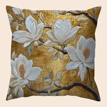 Chic & Golden Chinoiserie And Flowers Throw Pillow Cover, Perfect For Sofa, Bed, Car, Living Room, Office Decor | Machine Washable Polyester With Zip Closure,Multiple Sizes (Without Pillow Core)