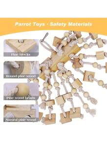 1 pieza Juguete para masticar para mascotas, juguete de bloque de madera natural para loros grandes y medianos como cacatúas, guacamayos, accesorios de rompecabezas y forrajeo para jaula de pájaros