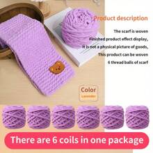 6 écheveaux de laine + 1 accessoire ours Écharpe faite main DIY Laine chenille avec petit ours, laine épaisse en pack, cadeau pour lui/elle