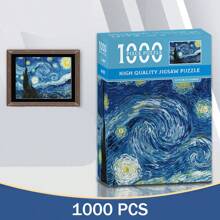 1000 قطعة لغز ليلة النجوم ، ألعاب غزل مع قطع البازل ورق تلوين، هدية مثالية للكبار وألعاب العائلة - سماء مليئة بالنجوم - كوخ ضوء القمر - الدلافين - لغز عالم المحيط - لغز صعب - للراحة والتخفيف من التوتر - هدايا