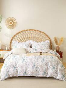 Juego de Funda Nórdica de 3 piezas con Estampado Floral (1 Funda Nórdica y 2 Fundas de Almohada) - Juego de Ropa de Cama Transpirable y Ligero para Todas las Estaciones para el Hogar, Dormitorio y Sábanas