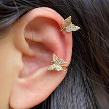 1pc Rhinestone Butterfly Ear Clip, Women Personalized Daily Ear Cuff - Butterfly - View 1