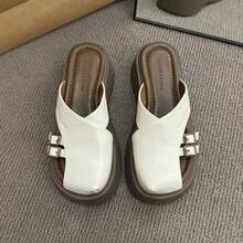 Soft-Soled Slippers For Women For Summer Wear 2025 New Leisure One-Piece Roman Flat-Soled Beach Shoes Temperament Baotou Slippers - Black - View 5