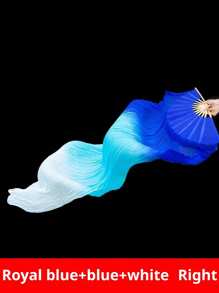 1pc Belly Dancing Fan, Gradient Color Long Imitation Silk Fans, Dance Performance Props
