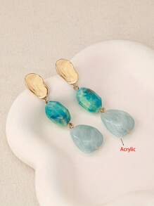 1 Pair Vintage Bohemian Style Elegant Resin Asymmetrical Texture Oval Earrings, Versatile
