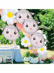 4 个卡通羊形铝箔气球，适合生日、婚礼、毕业派对、户外派对、开斋节庆祝等