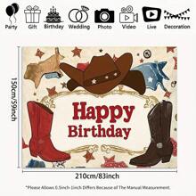 Birthday Backdrop Design With Denim Elements Surrounding "Happy Birthday" Text, Suitable For Indoor And Outdoor Celebration Activities Decor, Party Decoration, Photography Background, Selfie Wall
