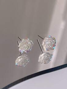 1 Pair Delicate Multicolor Rose Design Light Luxury Earrings, Unique Elegant Earrings