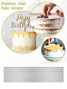 1 Peça Raspador de Bolo de 25cm ou 30cm, Raspador de Bolo de Aço Inoxidável com Escala, Alisador de Bolo, Pente Decorativo de Bolo, Ferramenta de Medição de Bolo e Manteiga Cremosa, Acessório de Cozinha Doméstica - Prata - Visão 4
