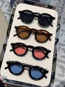 1 Stück/2 Stück/3 Stück/4 Stück Damen Mode Brillen 2025 Neu Rund Multi-Farben Mode Brillen geeignet für Ausflüge, Reisen, Vintage Stil, Musikfestivals, vielseitig einsetzbar für Sommerurlaub am Strand, Outdoor, Reisen