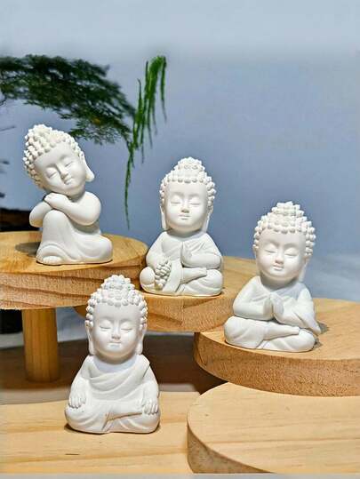 4pcs Cute Small Buddha Figurines, Zen Decorations Best Gifts Birthday Graduation