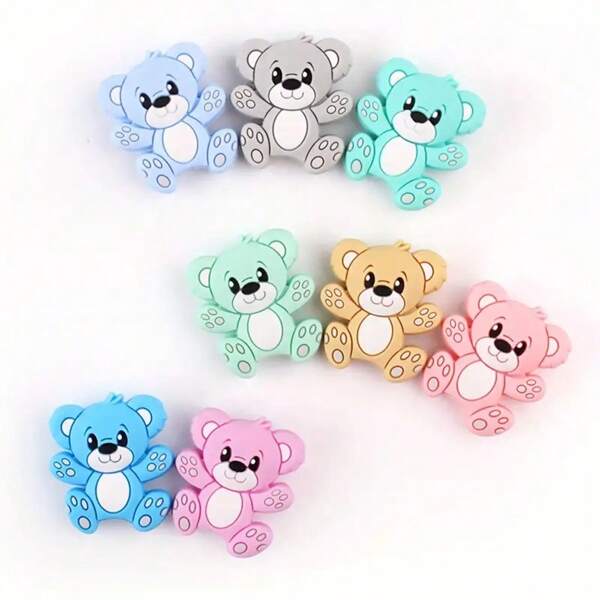 8/47 pezzi Perle in silicone con orsetti teddies dai colori vivaci - Kit per la realizzazione fai-da-te di gioielli per bracciali, collane e lavoretti | Senza lattice, materiale per la creazione di gioielli facile da usare