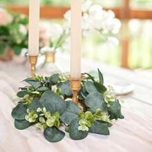 1/2pcs Artificial Plastic Eucalyptus Wreath, Suitable For Farmhouse Holidays, Celebrations, Parties, Home Porch, Christmas, Halloween, Spring Festival Decoration. The Small Wreath Can Be Used Indoor Or Outdoor, Hang Above Fireplace, Front Door Or Living Room Wall.