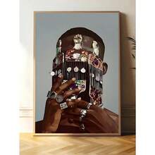 1 件现代黑色艺术海报帆布印刷海报黑色墙面艺术海报非洲黑色墙面艺术黑色美学抽象艺术卧室客厅办公室家居装饰礼物可选框架 - 彩色 - 查看 20