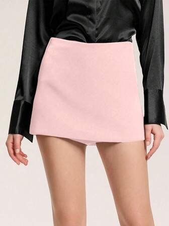 女士纯色高腰百搭短裙裤，休闲百搭