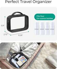 Clear TSA-Approved Toiletry Bag, Large Opening Quart Sized Makeup Bag With Handle, Double Zipper, Clear Cosmetic Organizer For Women - 駝色 - 查看 4