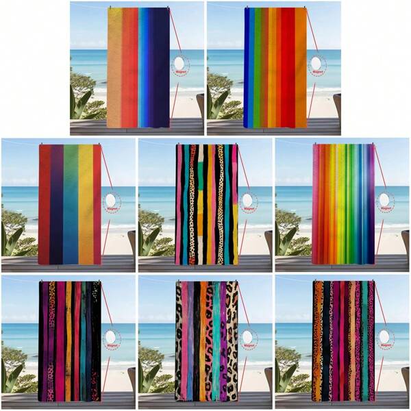 1 Stück Tier Muster Ultra-Feine Faser Magnetisch Befestigtes Strandtuch, Schnell trocknend Super saugfähig leichtes Reisehandtuch, mehrfarbig bedrucktes Schwimmtuch, Camping Handtuch, Schwimmbad, Wassersport, Yoga, Fitness, Rucksack