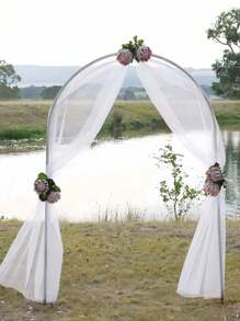2pcs 6m White Chiffon Archway Fabric, Wedding Archway Fabric, Birthday Party Background Decoration, Polyester Romantic Party Decoration For Wedding, Wedding Party Bridal Shower Decor Room Decoration Supplies, Suitable For Wedding Archway, Stair Fence Decor, Chair Back Decoration, Sheer Mesh Door Curtain, Gauze Table Runner, Table Cover, Banquets Party Supplies