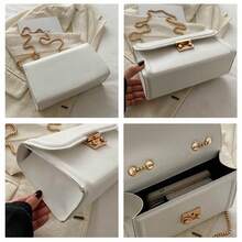 Bolso de cadena de diseño de nicho de lujo premium para dama, bolso de sobaco de alta textura, nueva del verano 2025, bolso cruzado de hombro pequeño y cuadrado - Blanco - Ver 3