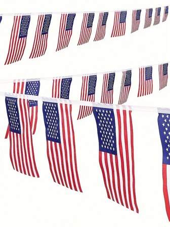 1 件 30 件/件美国国旗花环 - 7 月 4 日教室花园和派对装饰，10 米长，旗帜尺寸 20*30 厘米，7 月 4 日独立日派对装饰，家居墙面装饰，节日用品