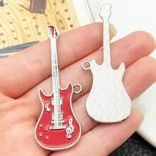 Rockstar DIY Kit: 2/6pcs Elegant Guitar Pendants - Perfect For Band Merch Jewelry Making" (Niche Appeal)