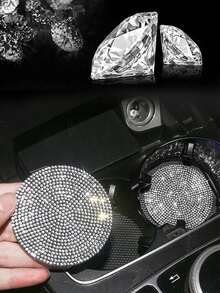 2 piezas Posavasos antideslizantes elegantes y brillantes para coche - Blanco - Ver 5