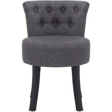 Makeup Vanity Chair Bedroom Dring Table Chair Stool Comfy Linen Make Up Stool With Solid Wood Legs And Tufted Back Dark Grey - DarkGray - View 5