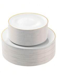 25 pièces Assiette de gâteau blanc, service de couverts de mariage de haute qualité, réutilisable et facile à nettoyer. Parfait pour la décoration de mariage, la décoration de fête, les anniversaires, les réunions de famille, les activités en plein air, l'école, la décoration de salle à manger et de cuisine pour les dîners de groupe