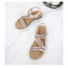 Summer Women's Shoes Outer Layer Floral Pattern With Curved Sandals Fashion Sandals - Silver - View 3