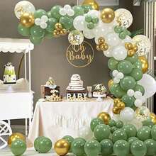114 pièces Kit d'arche de ballons vert olive, Kit de guirlande de ballons vert sauge, Kit de ballons confettis vert blanc or pour décorations de fête d'anniversaire, décoration de fête de la jungle, cadeaux d'été, mariage, retour à l'école, fournitures scolaires, décoration de chambre