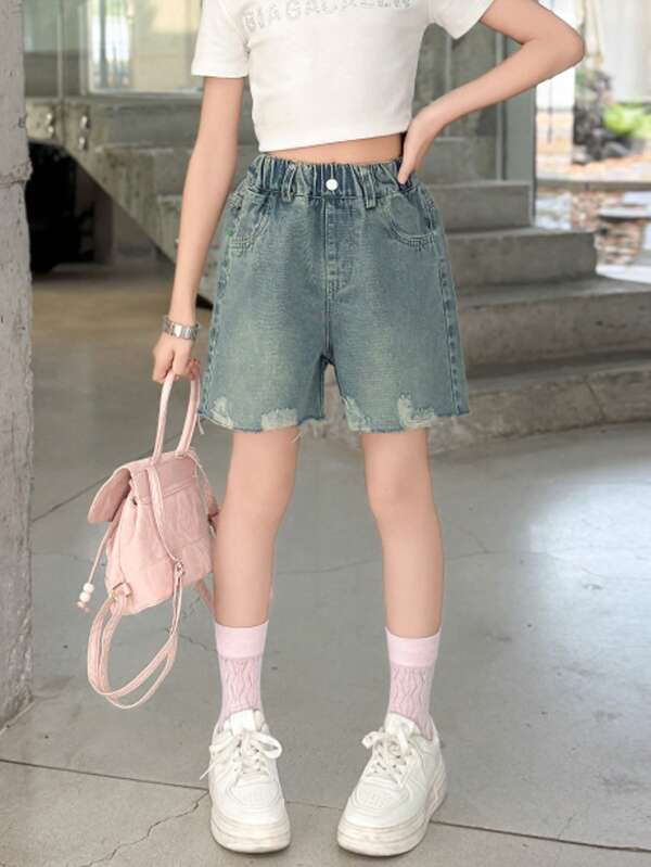 Tween Girl 2025 Summer Fashion Single Shorts