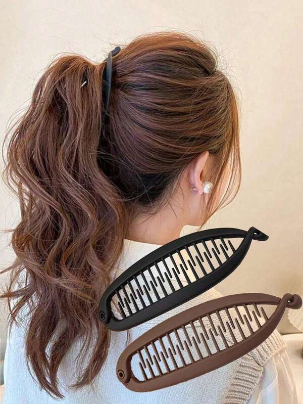 2pcs/Set Comb Wave Hair Clips, Beach Party Ponytail Clips, Hair Bun Maker, Banana Hair Clips Back To School