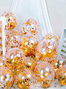 10 个 12 英寸混合彩色五彩纸屑乳胶氦气球，闪亮透明气球，适用于婚礼、生日、派对、返校、毕业装饰，颜色有彩色、粉色、红色、金色、橙色、绿色、玫瑰金、浅蓝色、海军蓝、银色、紫色闪光气球